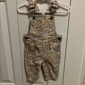 Carter's Pink and Yellow Floral Overalls with Adjustable Straps
